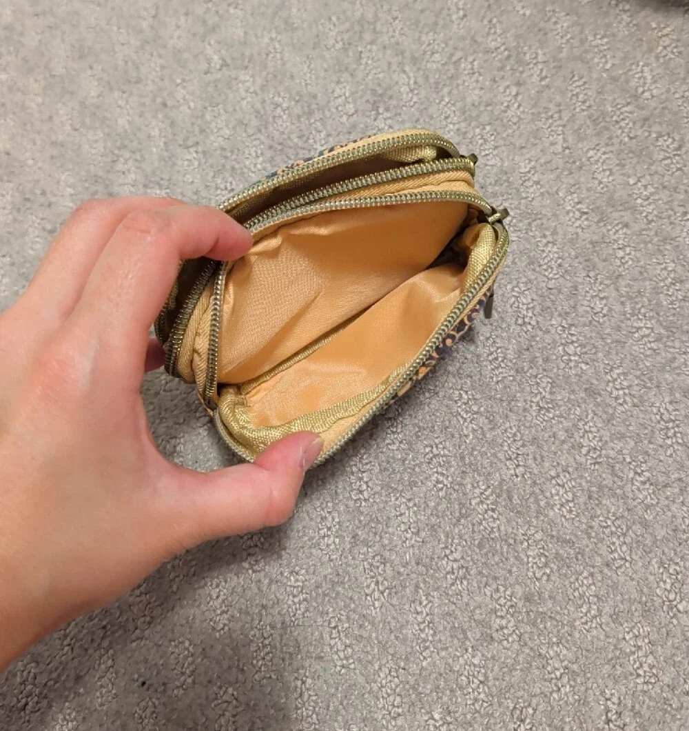 Cork Tile-Print Coin Pouch - Blue & Tan